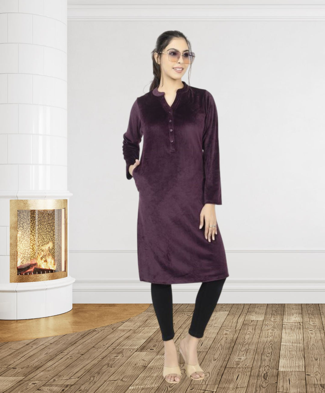 Velvet Plain Long Kurti