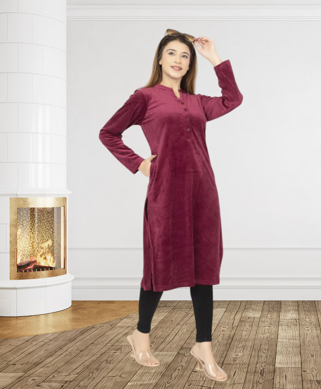 Velvet Plain Long Kurti