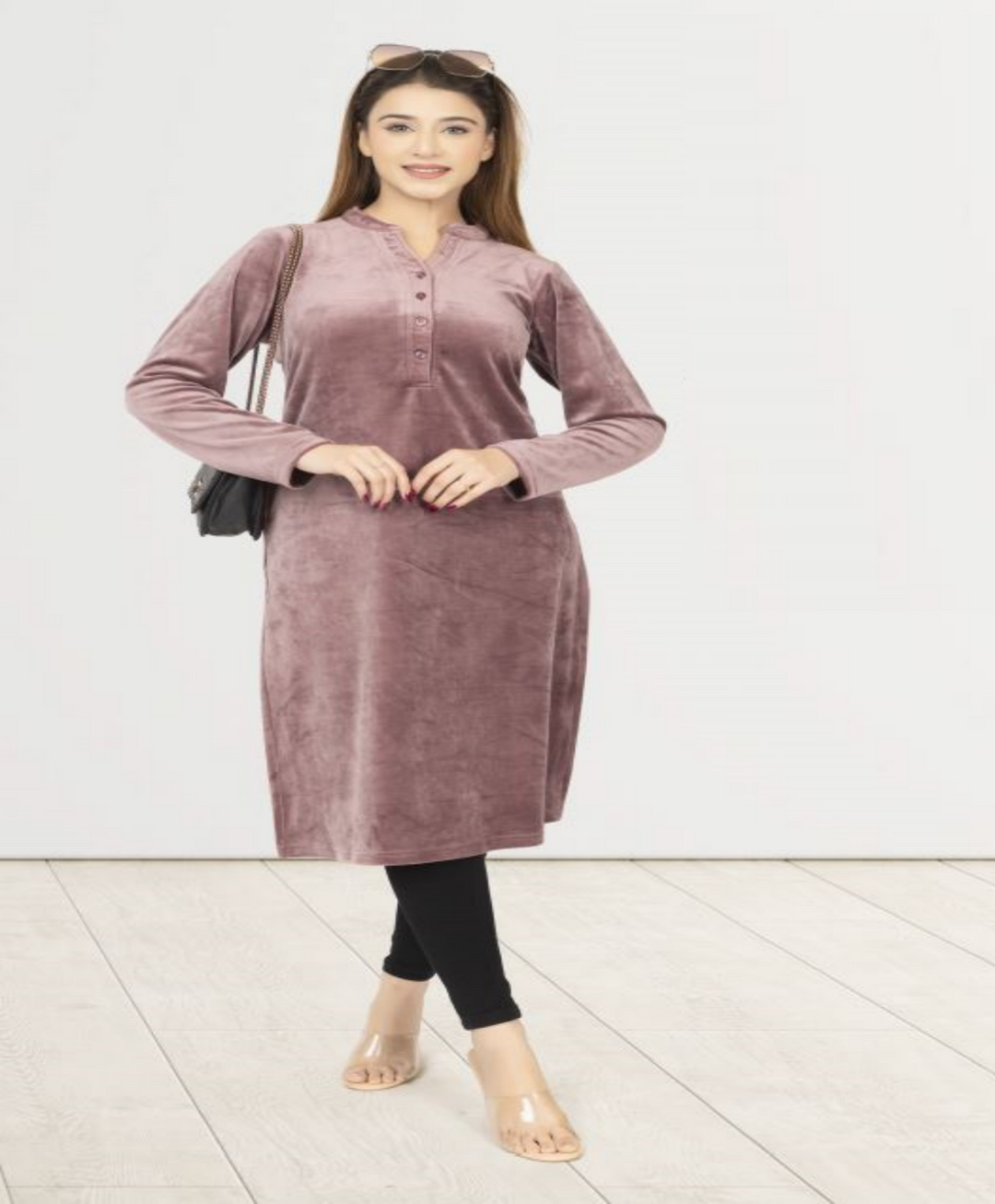 Velvet Plain Long  Kurti